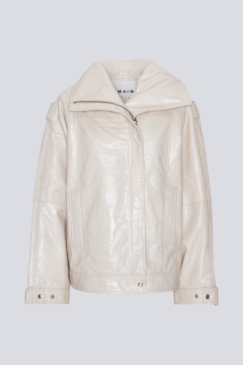 Oversized Leather Jacket Off white | REMAIN Birger Christensen