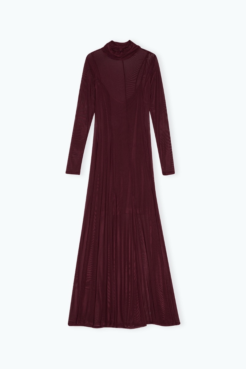 Maxi Mesh Dress Bordeaux - REMAIN Birger Christensen, image size:800x1200