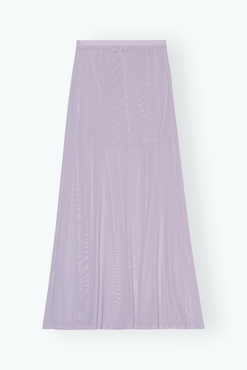 Pleated Midi Mesh Skirt Purple REMAIN Birger Christensen