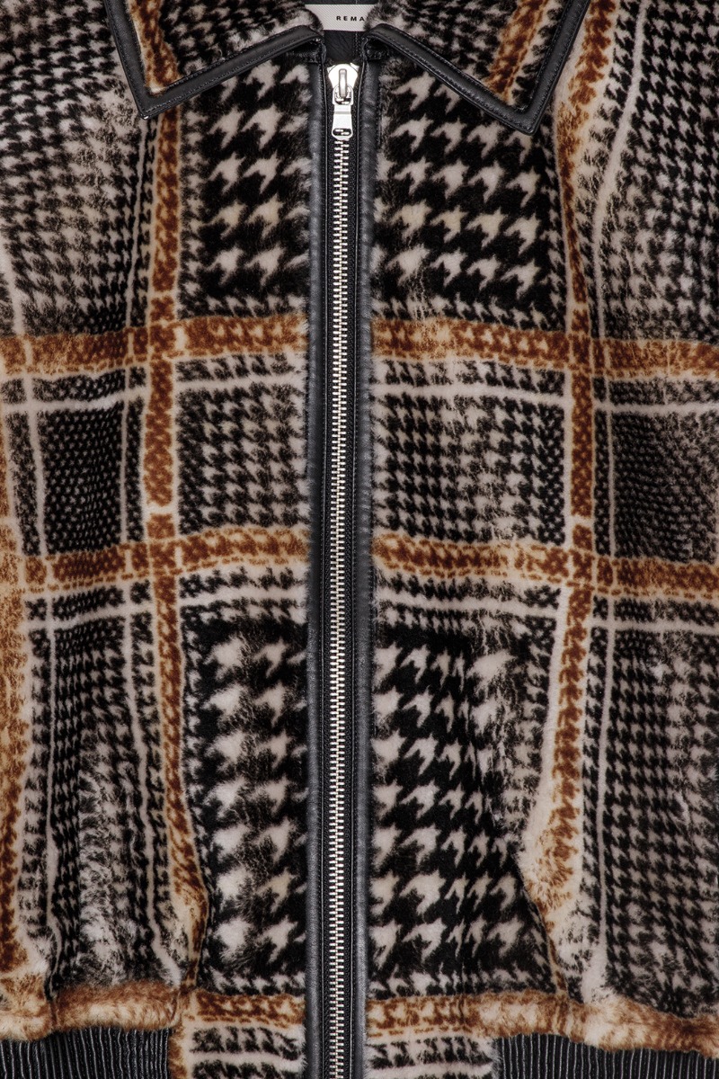 Check Shearling Jacket Orange Print | REMAIN Birger Christensen
