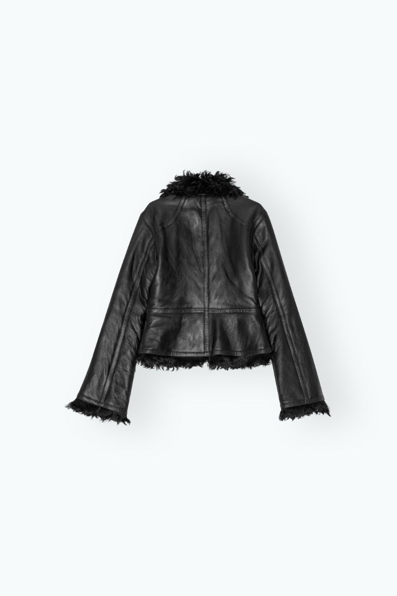 Short Shearling Jacket Black | REMAIN Birger Christensen