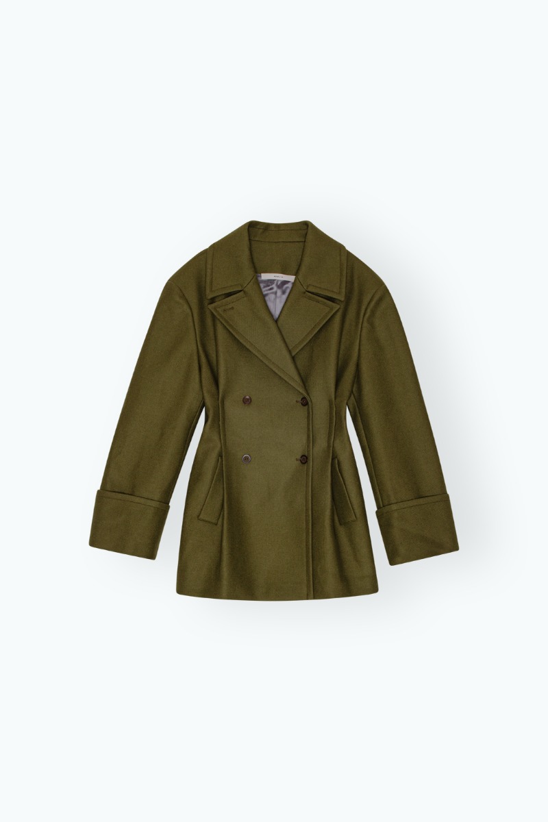 Olive green peacoat on sale