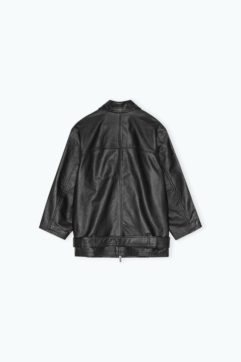 Oversize Leather Jacket Black - REMAIN Birger Christensen