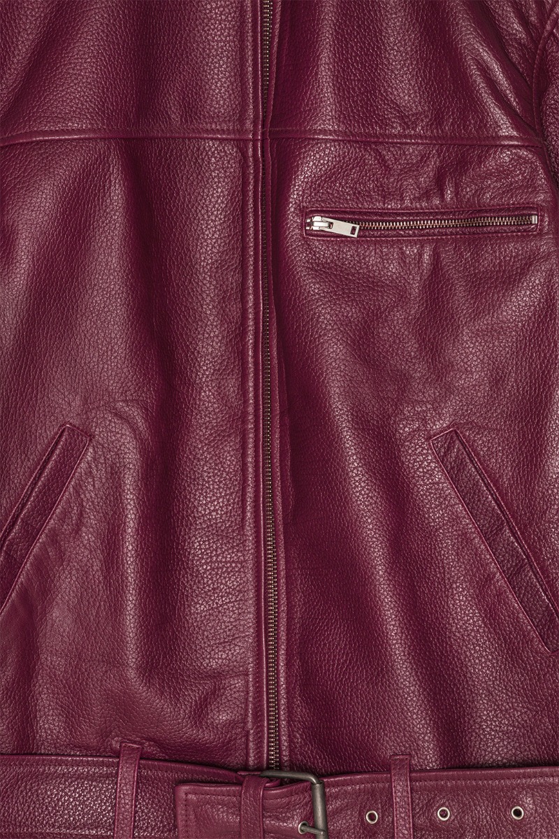 Oversize Leather Jacket Burgundy - REMAIN Birger Christensen