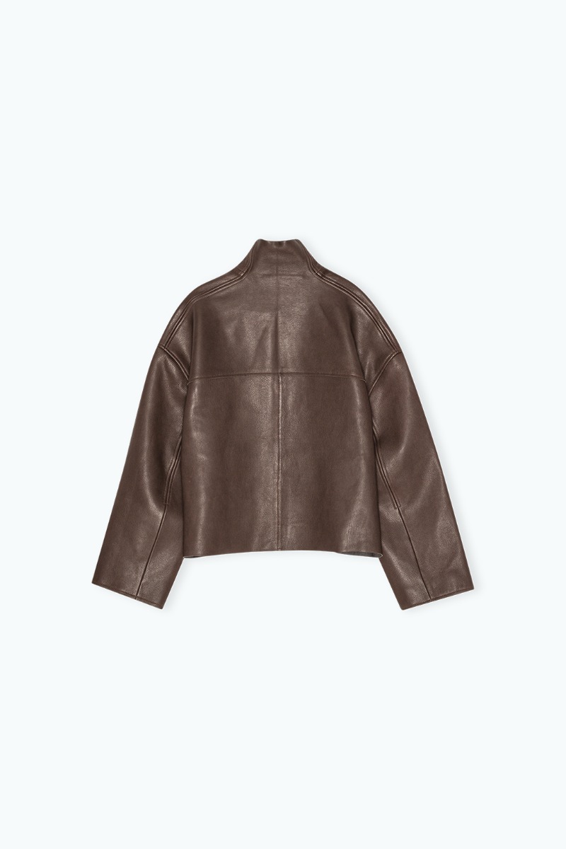 Bonded Leather Jacket Brown - REMAIN Birger Christensen