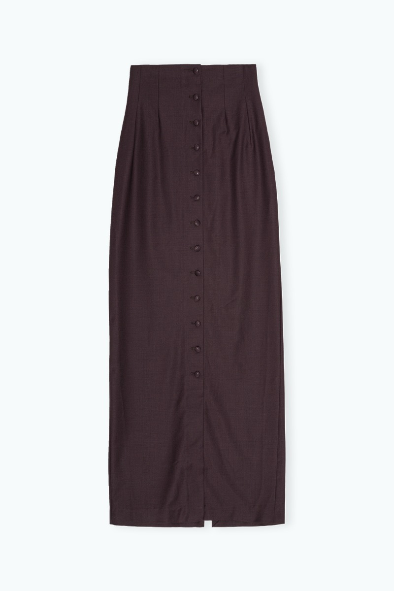 【関税込み】REMAIN Birger Christensen ロングスカート REMAIN Birger Christensenのブラウン Suiting マキシスカートが
