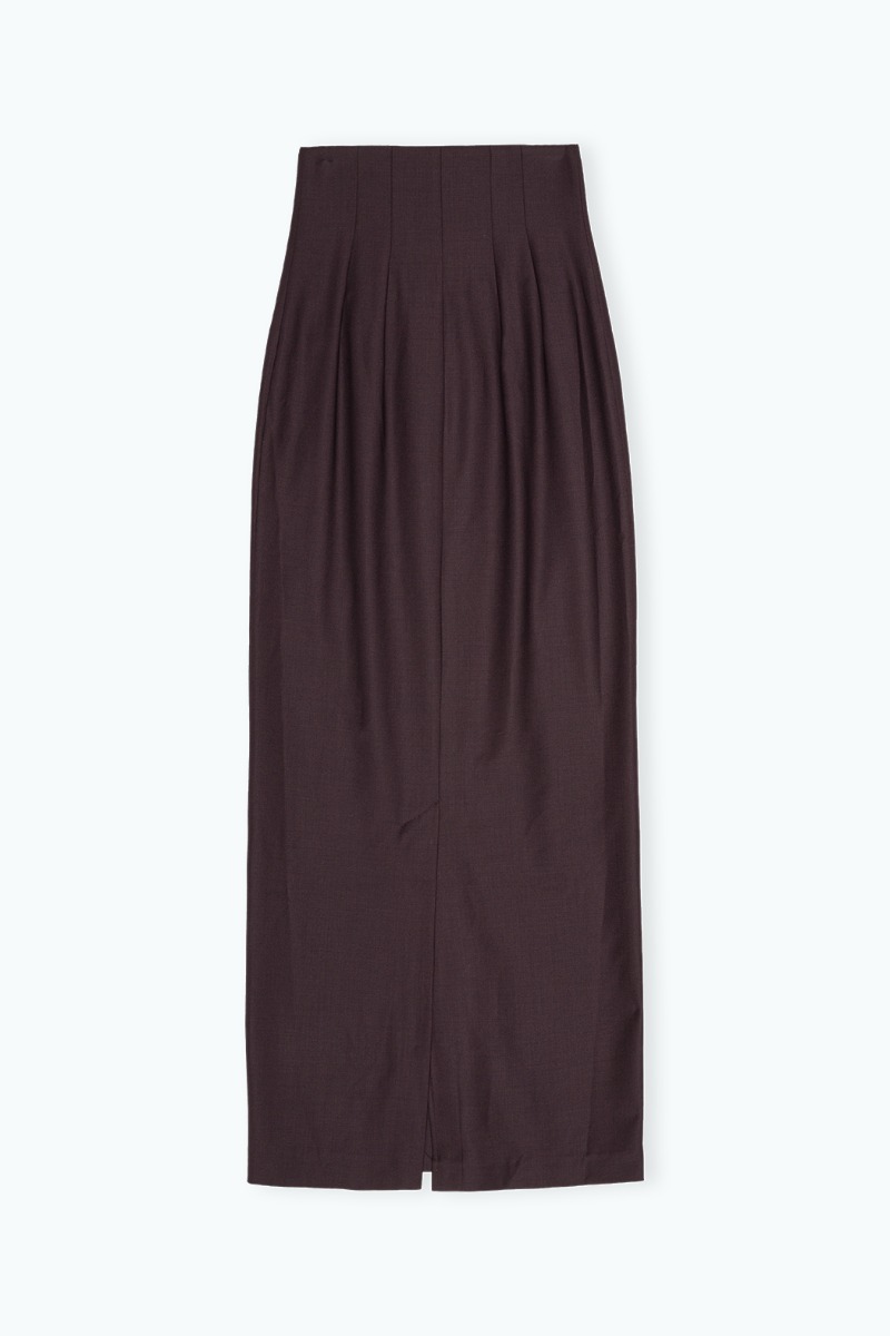 High Waisted Pencil Skirt Dark Brown - REMAIN Birger Christensen