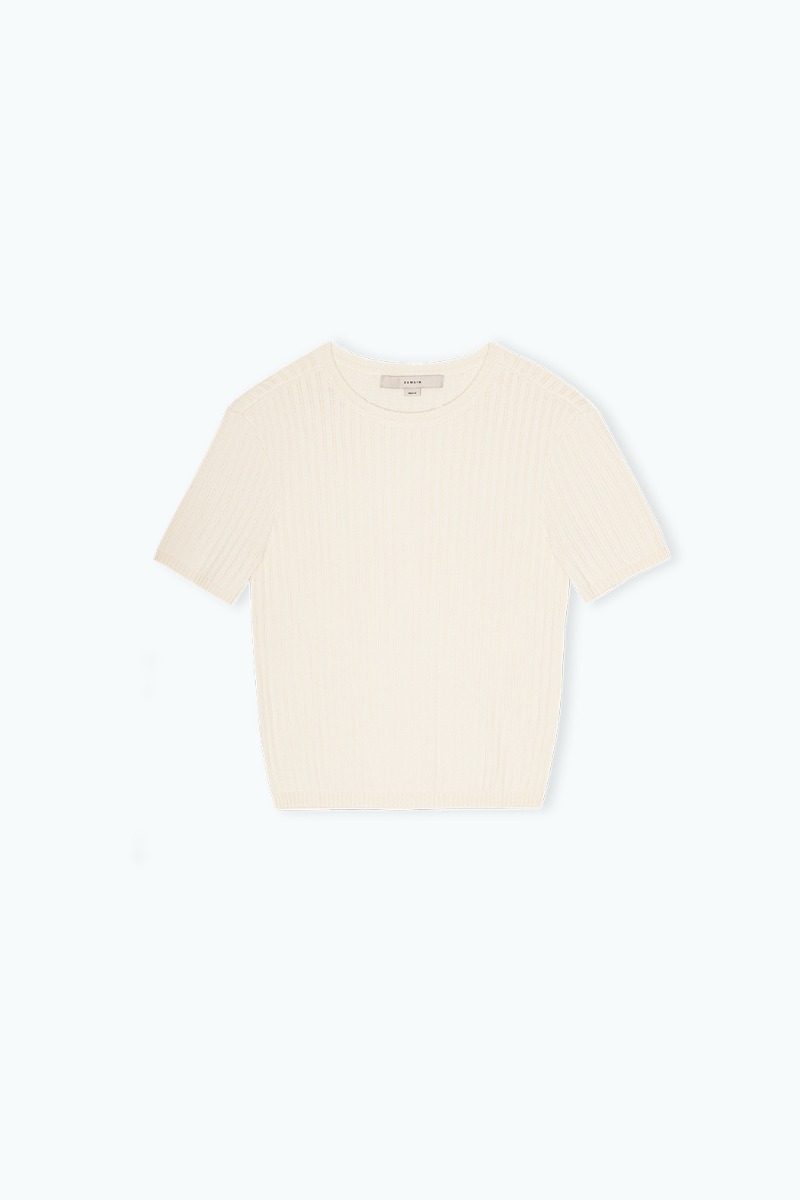 Knit Short Sleeve Tshirt Creme - REMAIN Birger Christensen