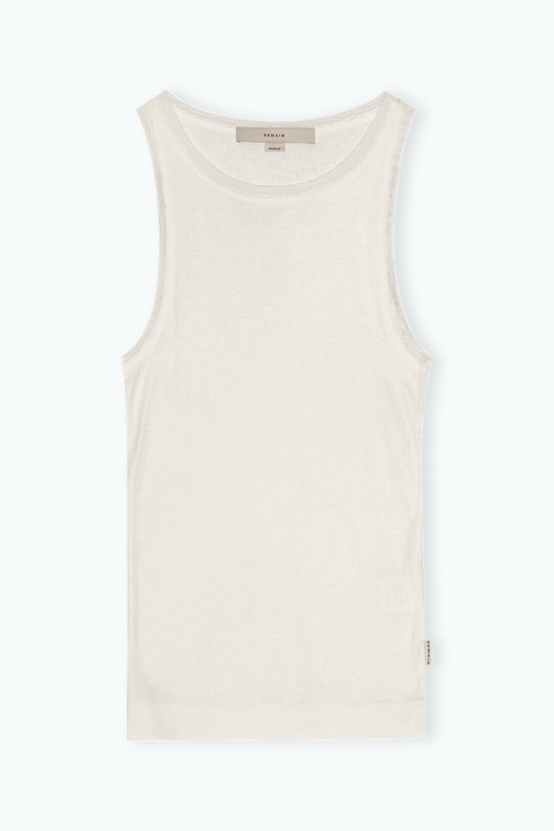 REMAIN BIRGER CHRISTENSEN 売れ筋商品|||リメイン バーガー クリステンセン Tシャツ トップス レディース Tank tops White Jersey Tank Top Cream - REMAIN Birger Christensen