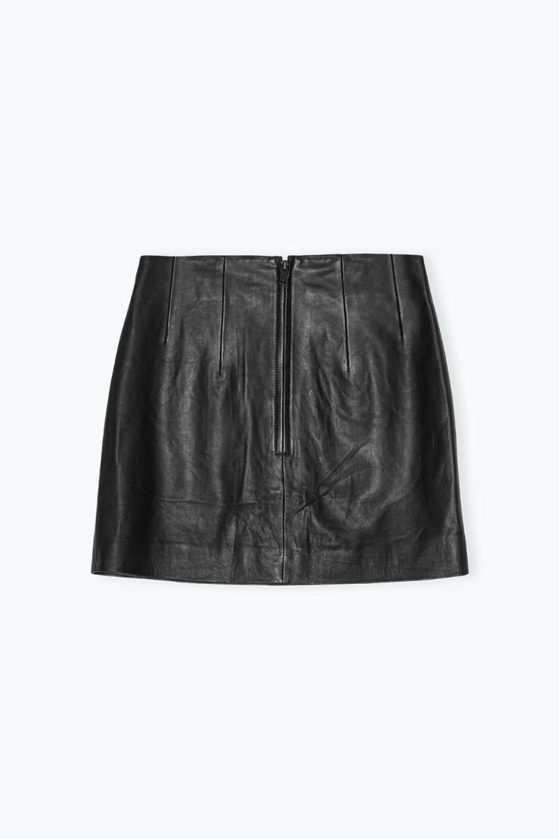 Mini Half Zip Leather Skirt Black - REMAIN Birger Christensen