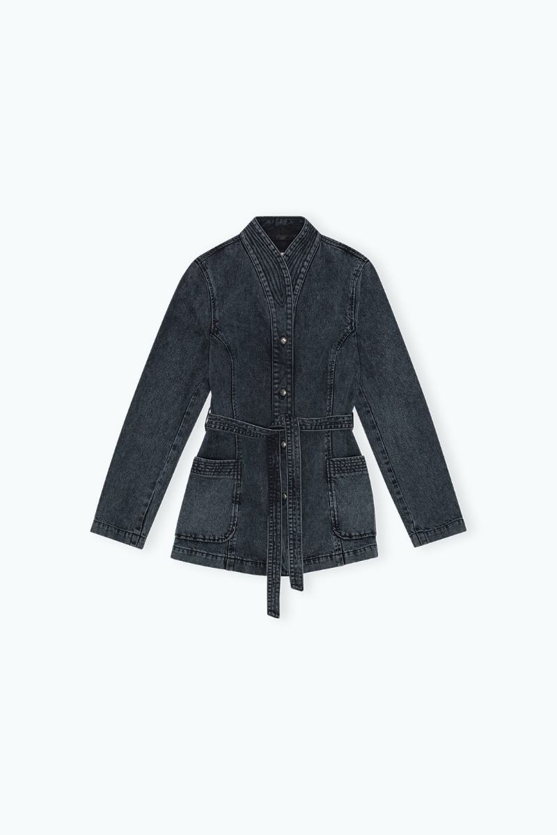 Belted Denim Jacket Black - REMAIN Birger Christensen