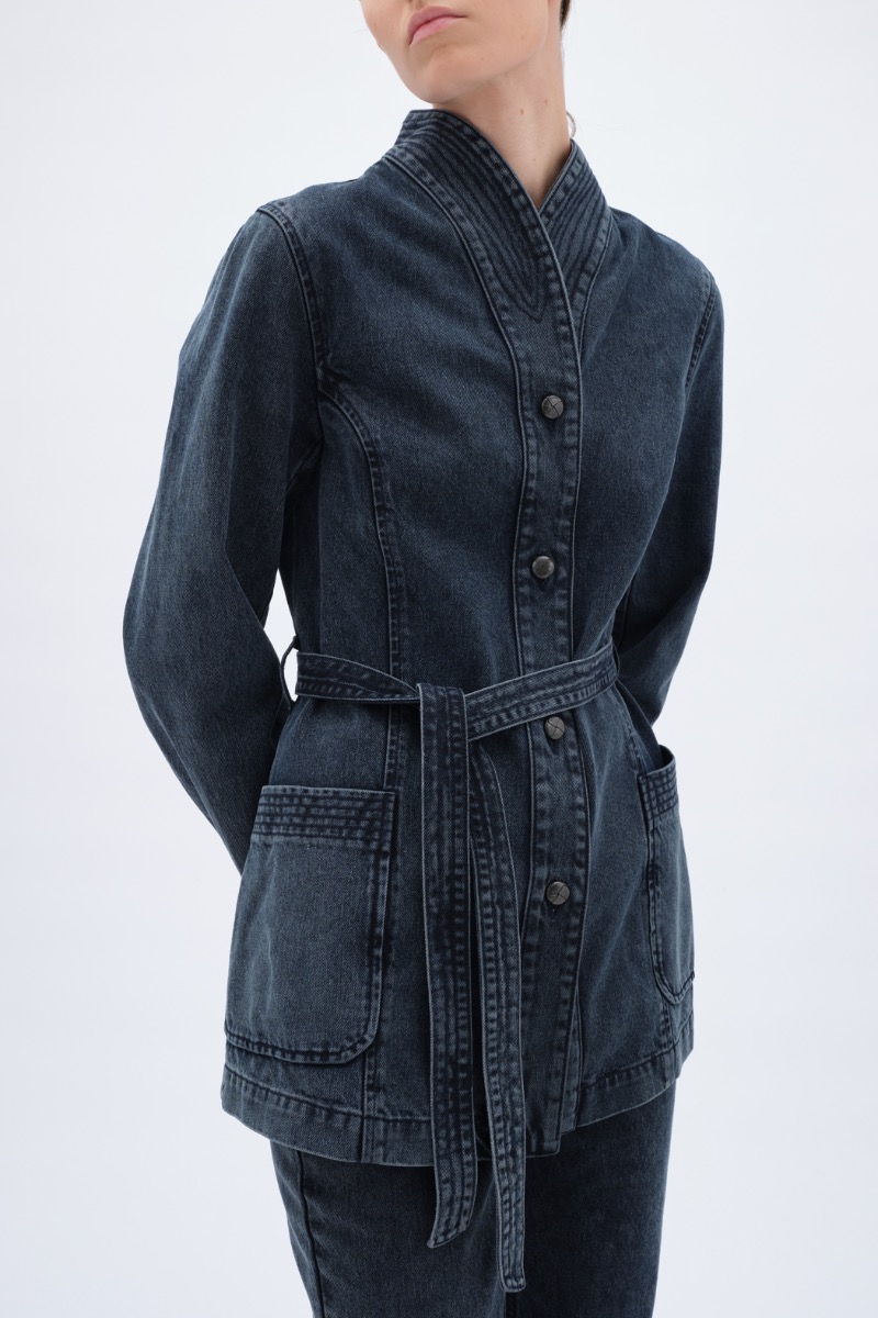 Belted Denim Jacket Black - REMAIN Birger Christensen