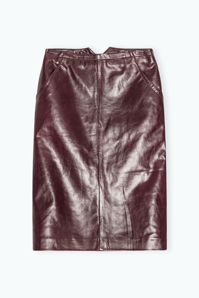 Midi Leather Skirt Bordeaux - REMAIN Birger Christensen