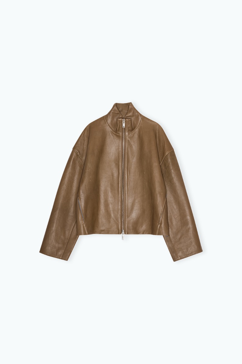 Bonded Leather Jacket Brown - REMAIN Birger Christensen