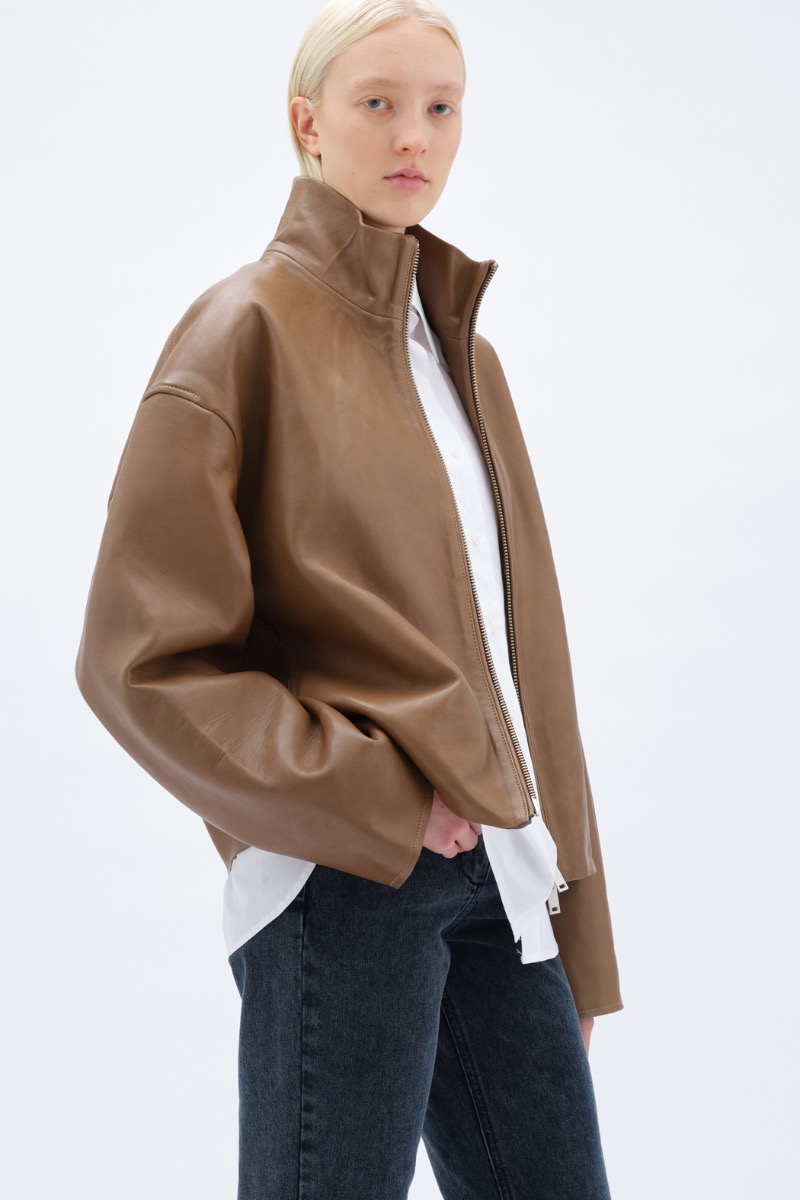 【関税込み】REMAIN Birger Christensen レザー ジャケット REMAIN Birger Christensen Black Zip Leather Bomber Jacket
