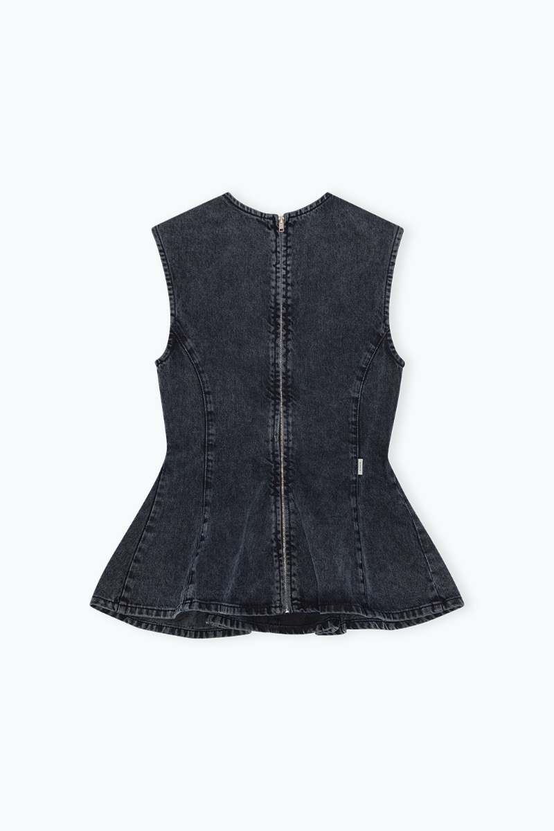 Peplum Denim Top Black - REMAIN Birger Christensen