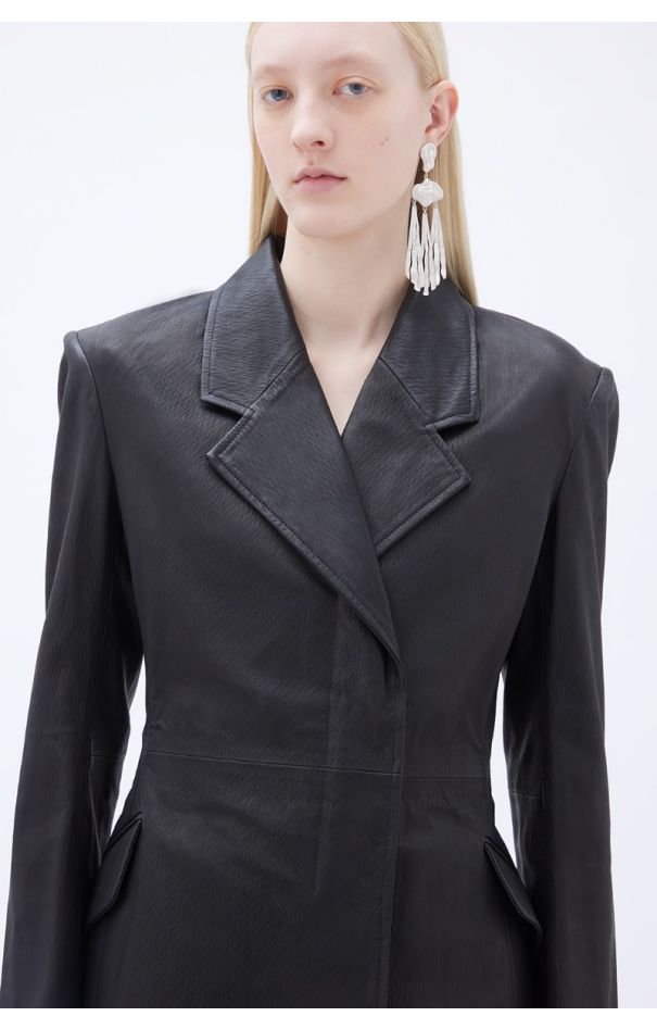 Fitted leather blazer womens clearance