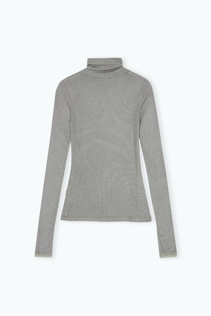 トップス SHISHIKUI RIBON/ GRAY Kurukuru ribbon rib knit cardigan (gray)