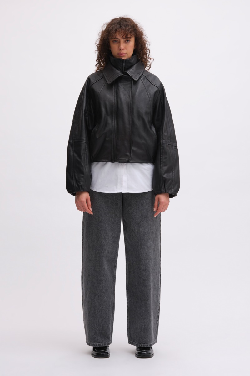 Leather Bomber Jacket Black - REMAIN Birger Christensen