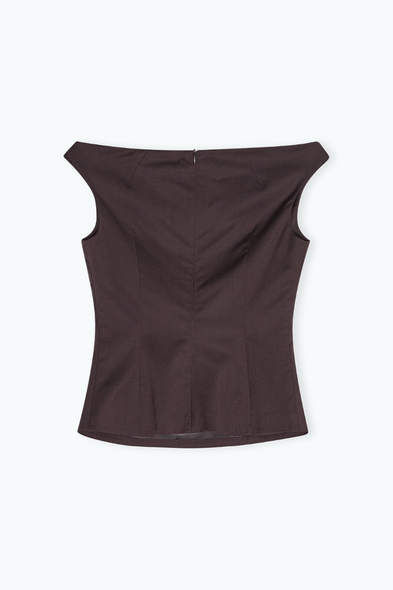 Off Shoulder Suiting Top Dark Brown - REMAIN Birger Christensen