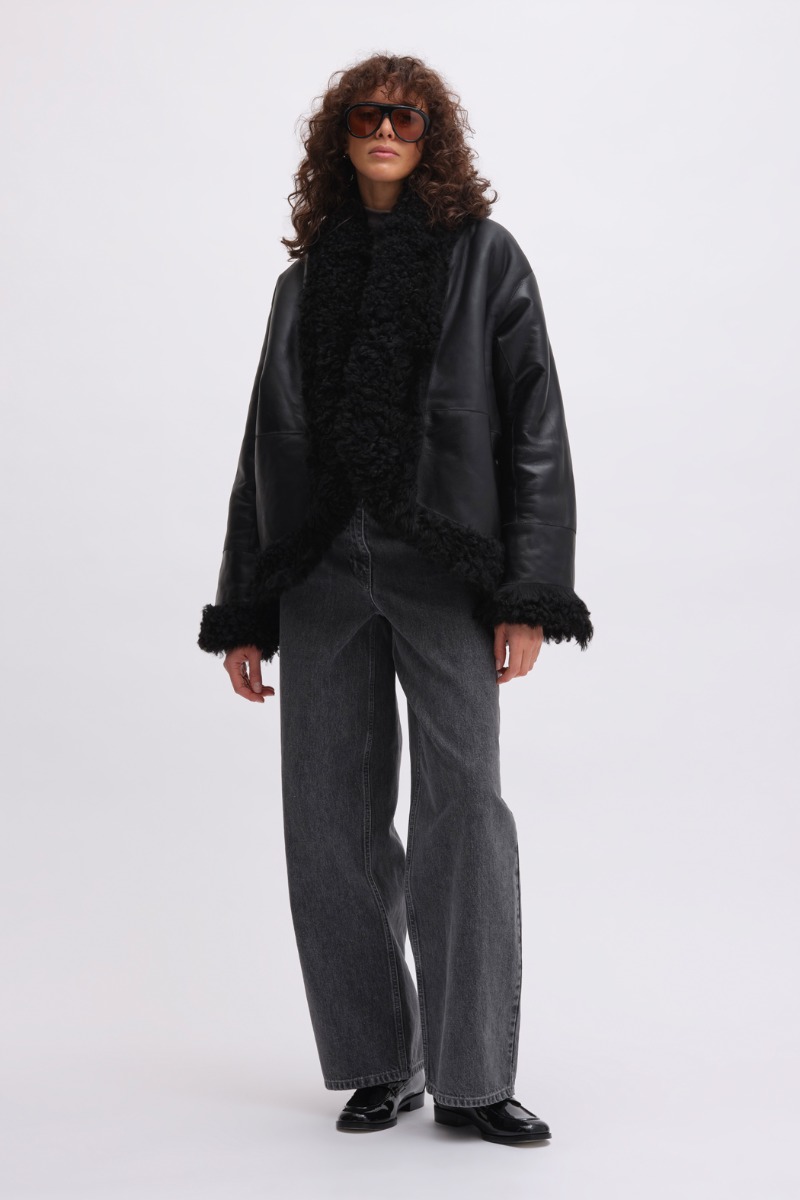 Reversible Shearling Jacket Black - REMAIN Birger Christensen