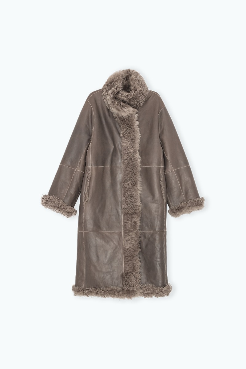Long Hair Shearling Coat Brown - REMAIN Birger Christensen