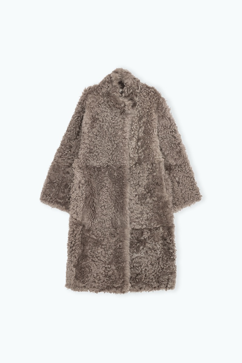 Long Hair Shearling Coat Brown - REMAIN Birger Christensen