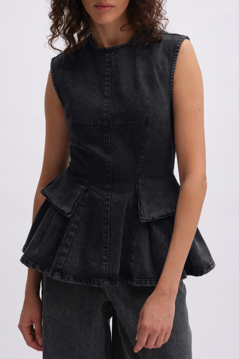 Peplum Denim Top Dark Grey - REMAIN Birger Christensen
