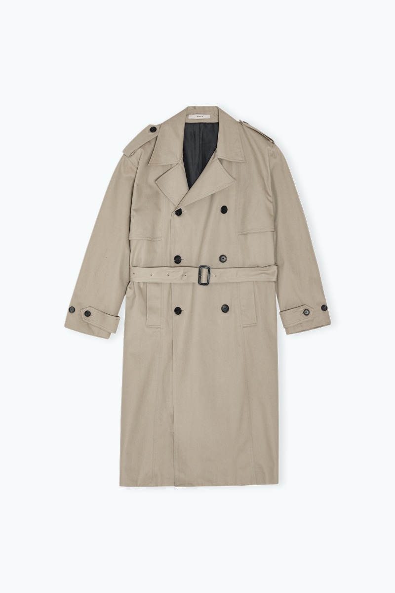 Oran Padded Detail Oversized Double Breasted Trench Coat