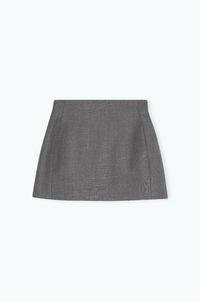Cinched Mini Skirt Dark Grey Melange - REMAIN Birger Christensen
