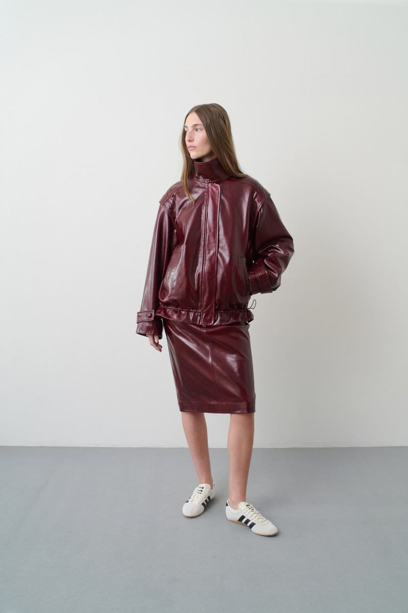 Midi Leather Skirt Bordeaux - REMAIN Birger Christensen