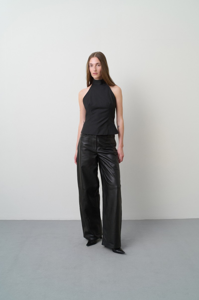 ボトムスその他 REMAIN BIRGER CHRISTENSEN COCOON LEATHER PANT (502476 100) Cocoon Leather Pants Black - REMAIN Birger Christensen
