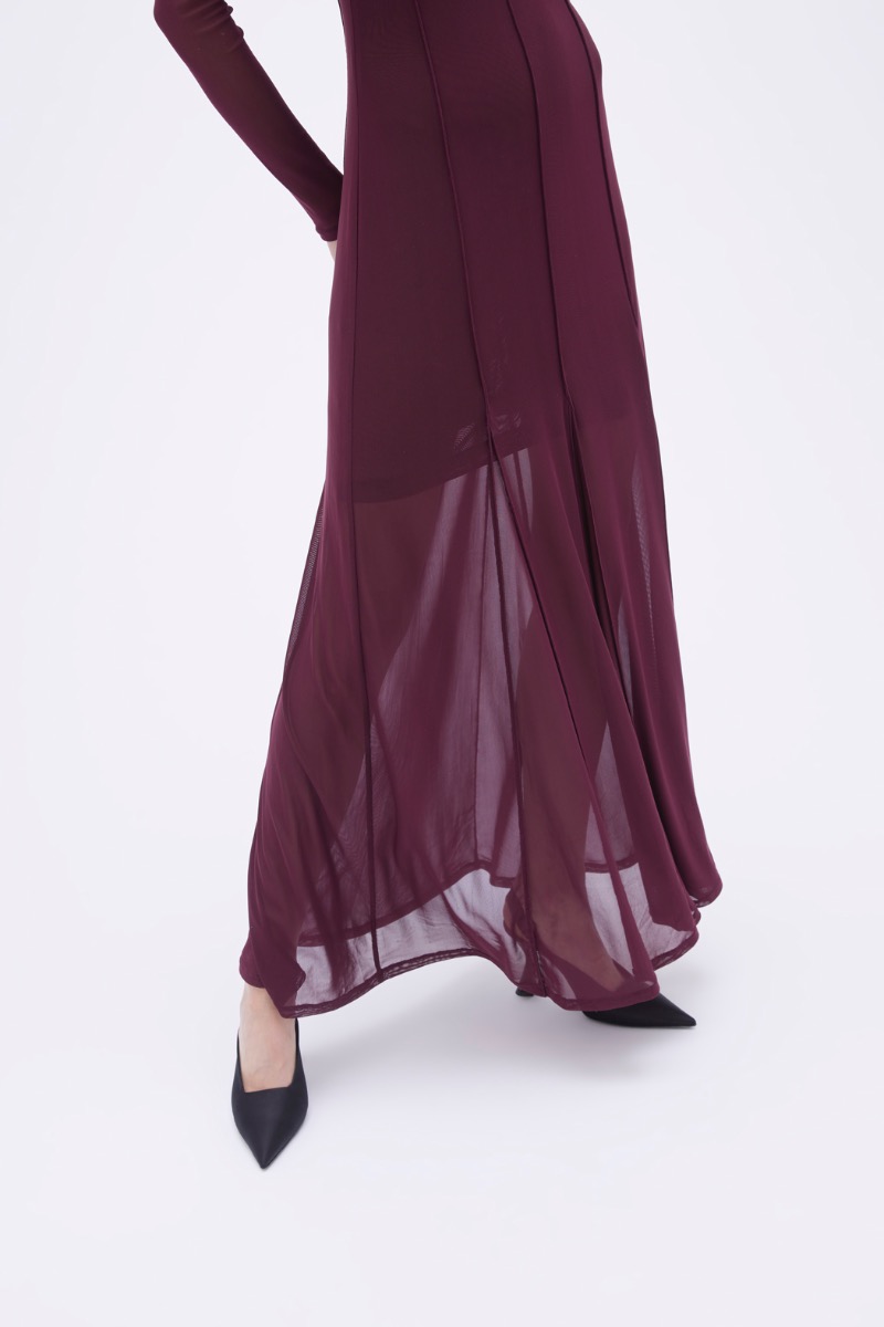 Maxi Mesh Dress Bordeaux - REMAIN Birger Christensen