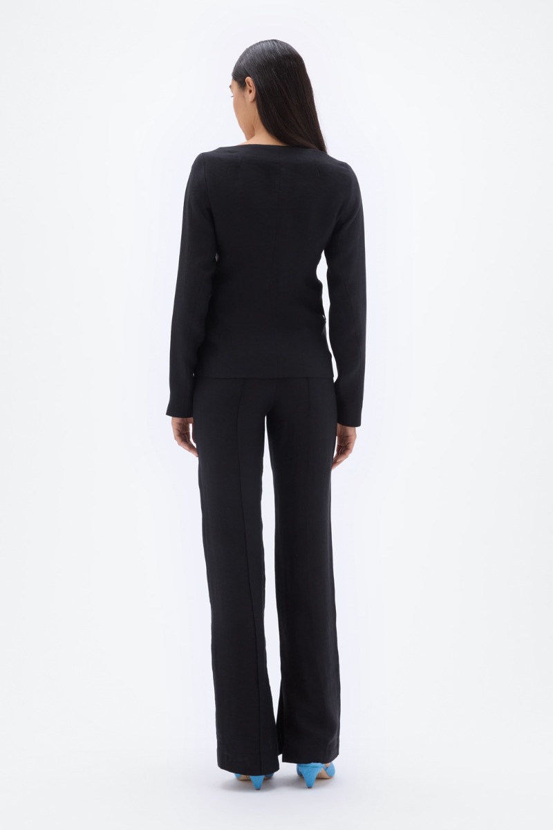 ジャケット REMAIN BIRGER CHRISTENSEN SS25 FITTED BLAZER (502325 100) Open Neck Fitted Blazer Black - REMAIN Birger Christensen