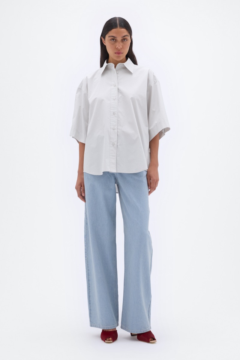 Oversized Short Sleeve Shirt Light Grey - REMAIN Birger