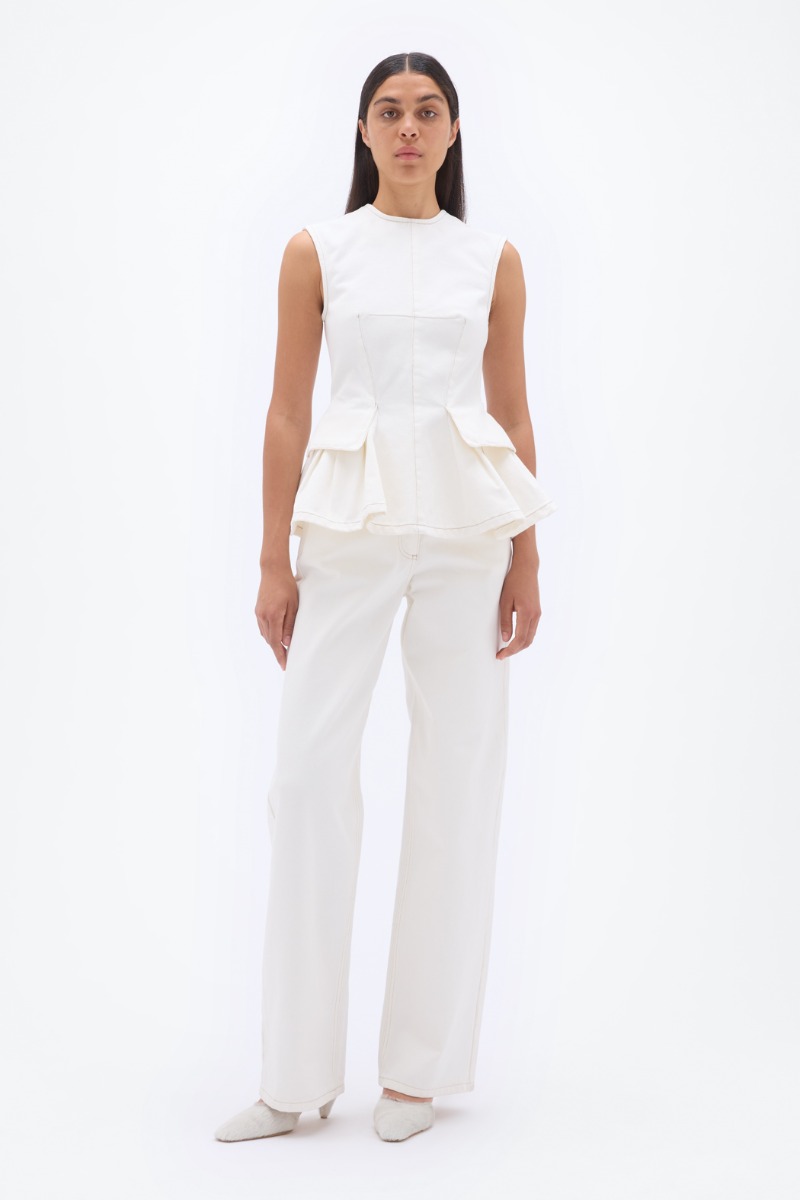 Peplum Denim Top Creme - REMAIN Birger Christensen