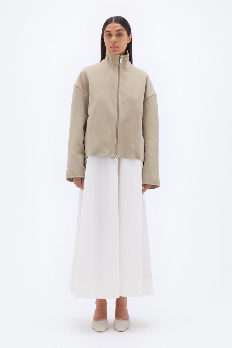 Bonded Leather Jacket Beige - REMAIN Birger Christensen