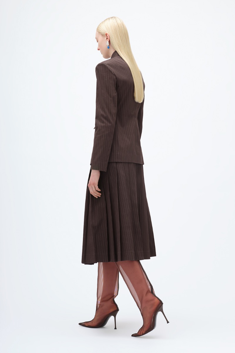配送員設置 Slim Striped Blazer Brown | REMAIN Birger Christensen ジャケット・アウター