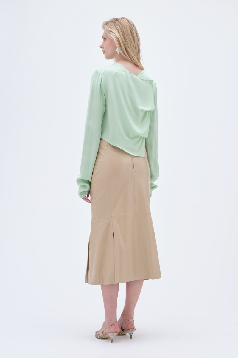 インナー・ルームウェアその他 REMAIN BIRGER CHRISTENSEN SS25 BODY LACE TRIM (502349 100) Draped Back Top Green - REMAIN Birger Christensen