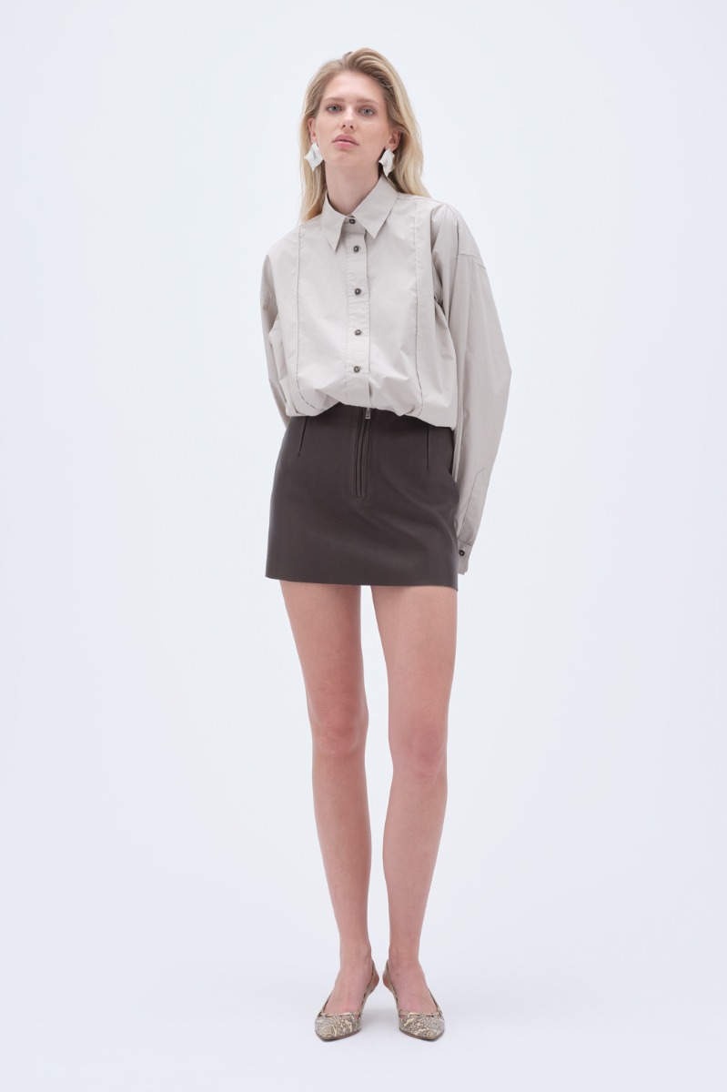 スカート REMAIN Woman Skirt Brown 502395 575 Bonded Leather Skirt Brown - REMAIN Birger Christensen
