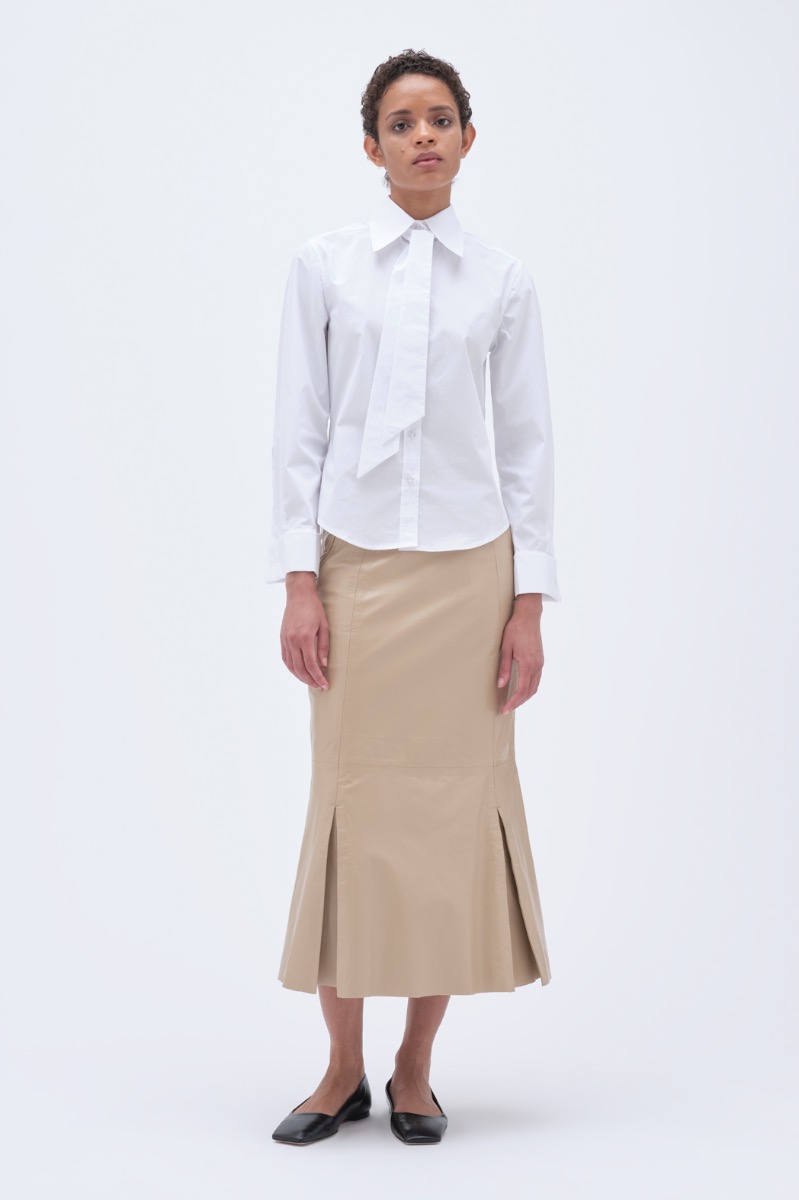 Fitted Shirt With Tie Bright White - REMAIN Birger Christensen