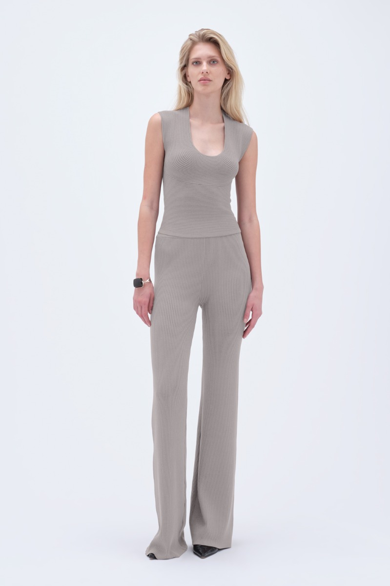 Rib Knit Top Beige - REMAIN Birger Christensen