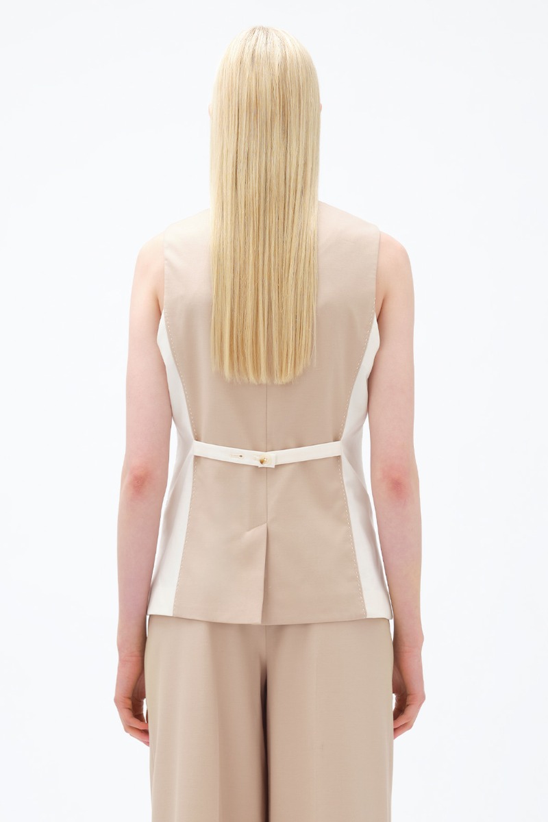 Two Color Vest Beige | REMAIN Birger Christensen